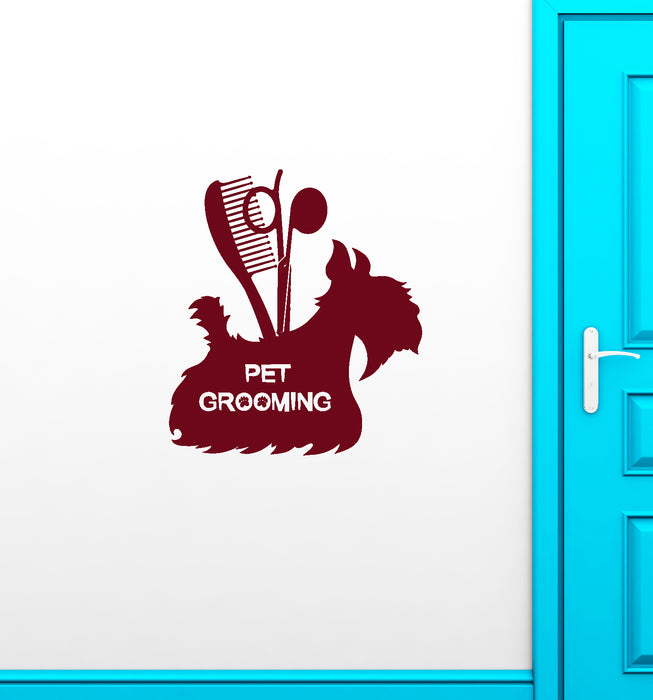 Vinyl Wall Decal Pet Dog Grooming Salon Logo Stickers (4052ig)