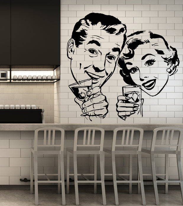 Vinyl Wall Decal Alcoholic Cocktail Bar Pin Up Style Retro Art Stickers (3251ig)