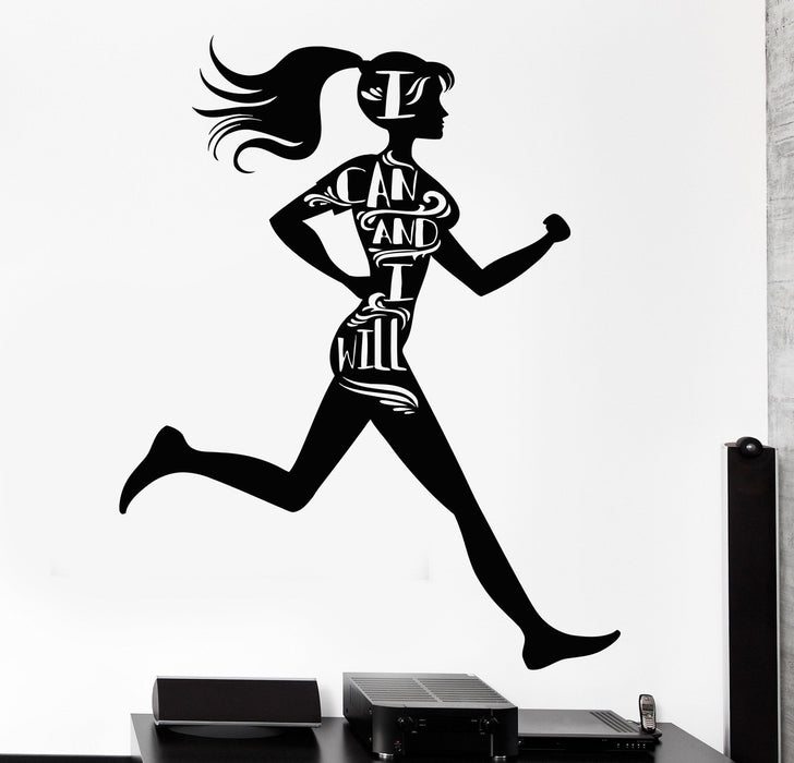 Vinyl Wall Decal Sports Girl Motivational Words Runner Health Stickers Unique Gift (1173ig)