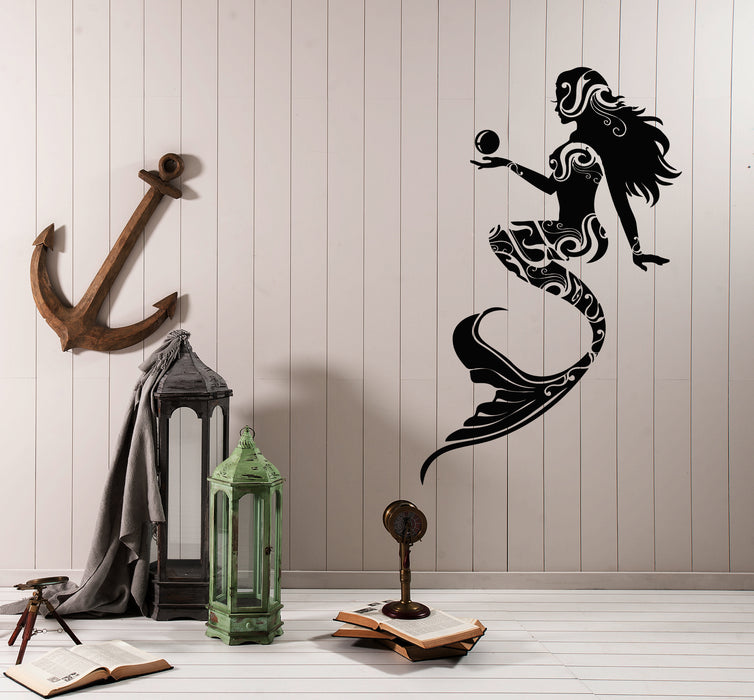 Vinyl Wall Decal Ornament Pattern Sea Mermaid Nautical Stickers (4095ig)