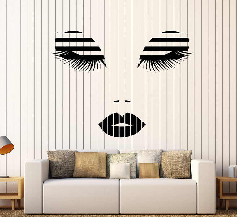 Vinyl Wall Decal Beauty Salon Makeup Sexy Eyes Eyelashes Lips Stickers Unique Gift (1365ig)