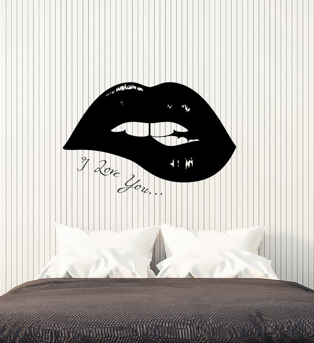 Vinyl Wall Decal Sexy Girl Lips I Love You Romantic Bedroom Quote Stickers (3694ig)