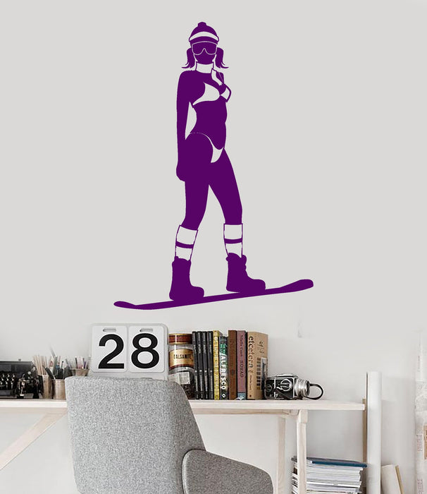 Vinyl Wall Decal Snowboarding Extreme Sport Snowboarder Girl Stickers Unique Gift (1024ig)