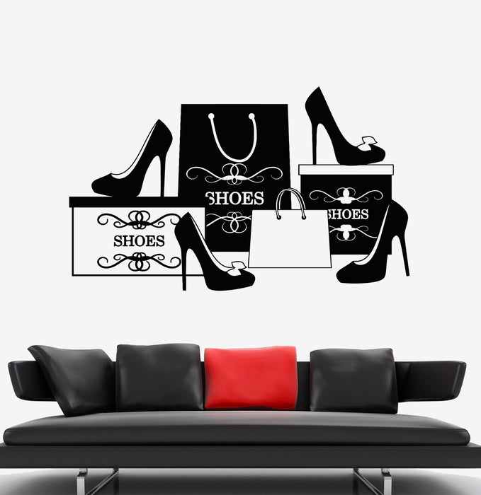 Vinyl Wall Decal Fashion Shoes Stiletto Store Shopping Stickers Unique Gift (1749ig)