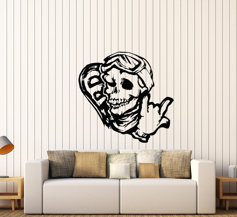 Vinyl Wall Decal Snowboarder Funny Skull Snowboarding Sport Stickers (3114ig)