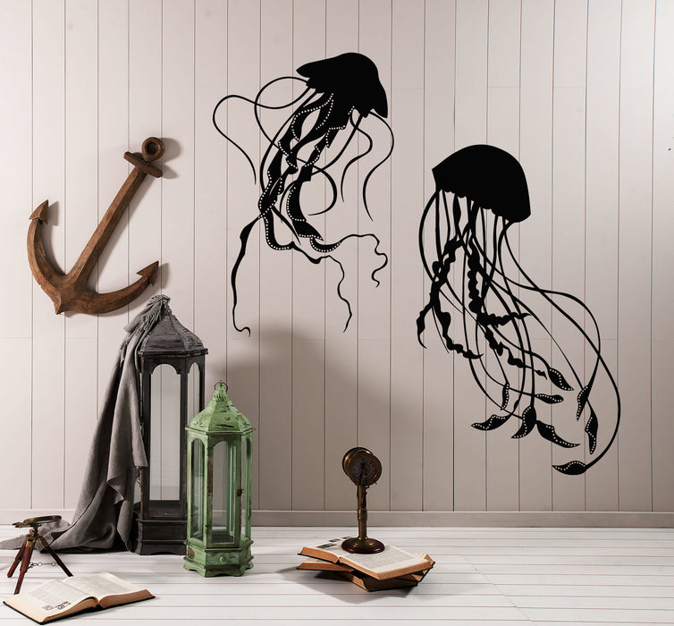 Vinyl Wall Decal Abstract Jellyfish Sea Animals Sea Style Stickers (4118ig)