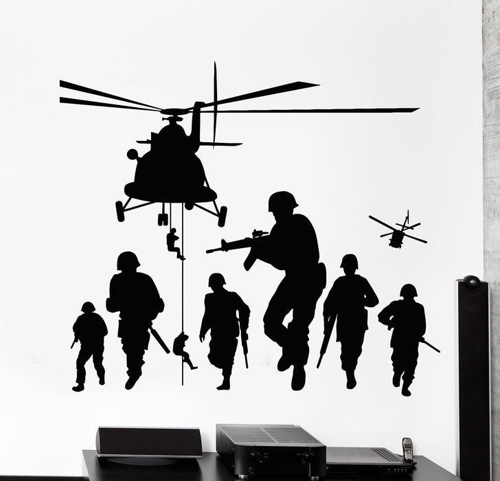 Vinyl Wall Decal Soldiers Patriot War Warrior Helicopter Stickers Unique Gift (1250ig)
