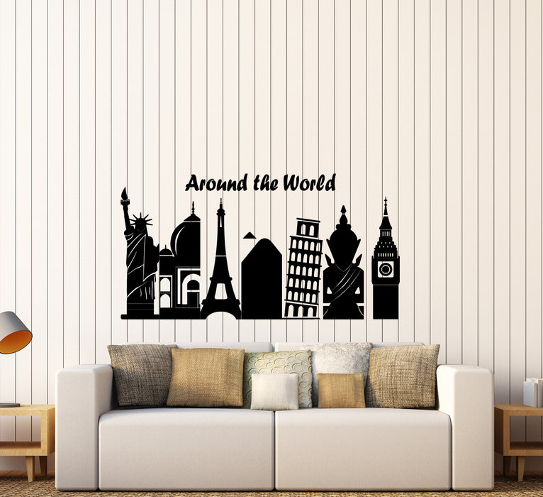 Vinyl Wall Decal Attractions World Travel Quote Tourist Agency Stickers (3689ig)