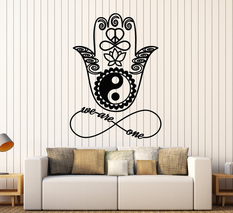 Vinyl Wall Decal Hamsa Yin Yang Amulet Bedroom Interior Quote Unique Gift (ig4349)