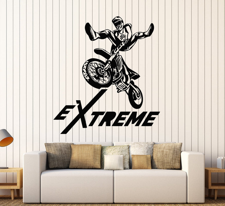 Vinyl Wall Decal Extreme Motorcycle Sport Races Trials Freestyle Motocross Stickers Unique Gift (ig3985)