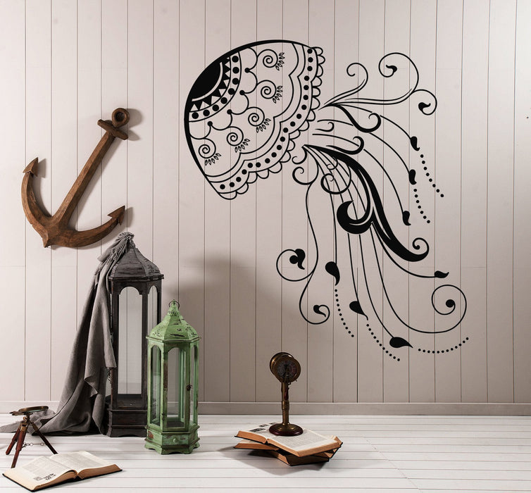 Vinyl Wall Decal Jellyfish Sea Animal Beach Style Marine Art Stickers Unique Gift (ig4119)