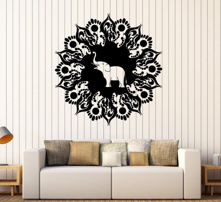 Vinyl Wall Decal Mandala Elephant Hinduism Meditation Stickers Unique Gift (ig4172)