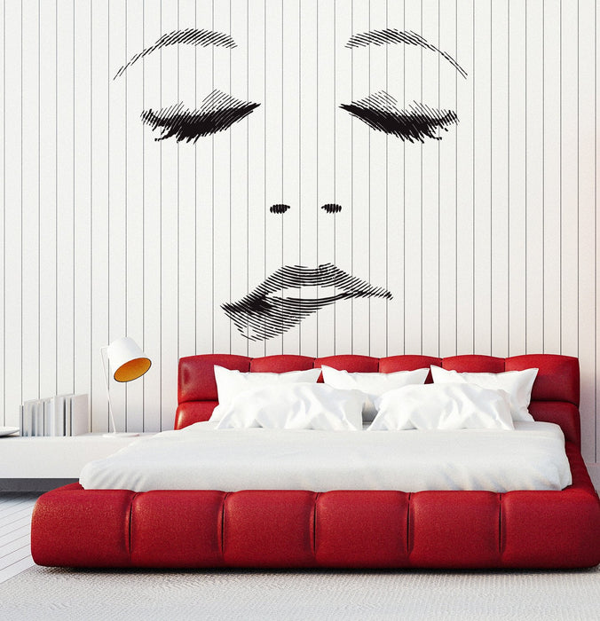 Vinyl Wall Decal Sexy Beauty Salon Woman Face Eyelashes Lips Stickers Unique Gift (ig4709)