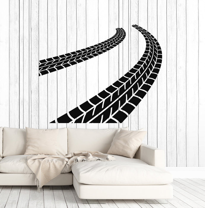Vinyl Wall Decal Tire Tracks Driver Garage Car Decoration Stickers Murals Unique Gift (ig4717)