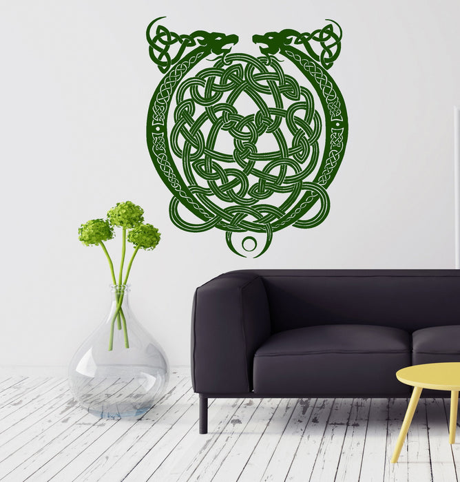 Vinyl Decal Celtic Cross Ornament Dragon Ireland Irish Pattern Wall Stickers Unique Gift (ig2772)