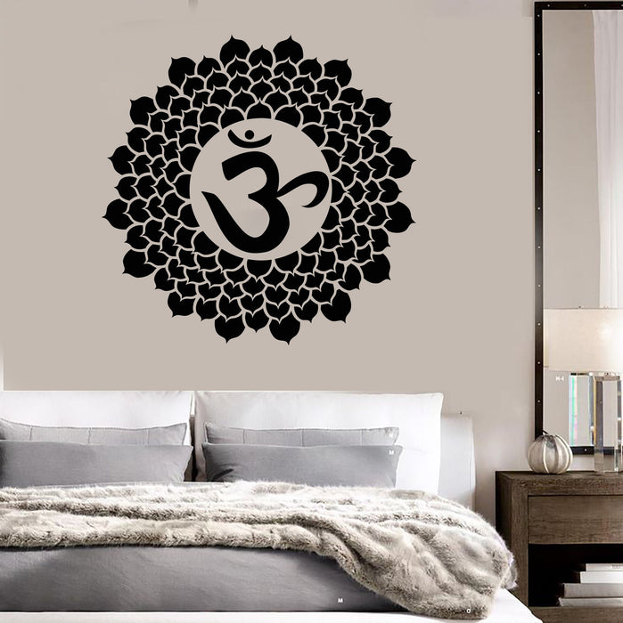 Vinyl Wall Decal Mandala Bedroom Decor Om Hindu Sanskrit Buddhism Stickers Unique Gift (ig3592)
