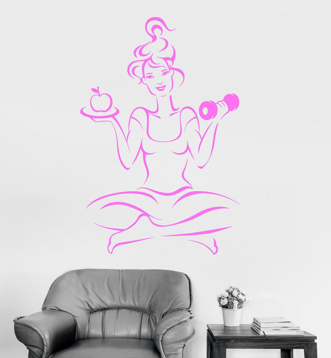 Vinyl Wall Decal Woman Gym Fitness Girl Training Diet Health Yoga Stickers Unique Gift (ig3100)