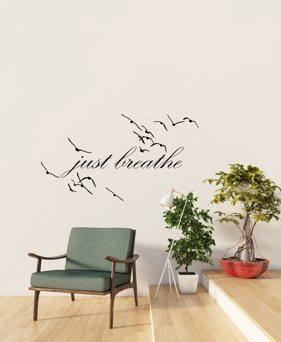 Vinyl Wall Decal Motivation Inspirational Words Just Breathe For Yoga Meditation Room Stickers (4289ig)