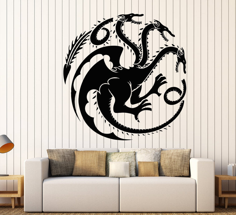 Vinyl Wall Decal Celtic Three-Headed Dragon Ornament Stickers Unique Gift (1780ig)