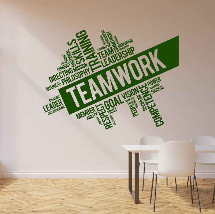 Office Teamwork Vinyl Wall Decal Word Quote Cloud Success Decor Worker Stickers Unique Gift (ig4152)