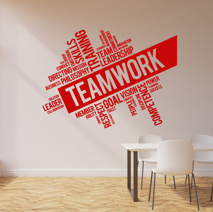 Office Teamwork Vinyl Wall Decal Word Quote Cloud Success Decor Worker Stickers Unique Gift (ig4152)