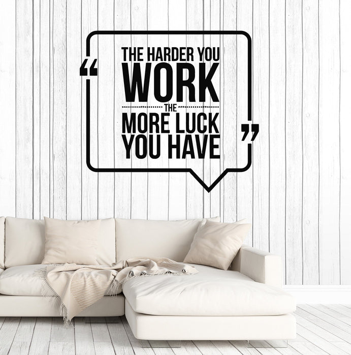 Vinyl Wall Decal Motivational Quote Hard Work Office Decorating Art Stickers Mural Unique Gift (ig4992)