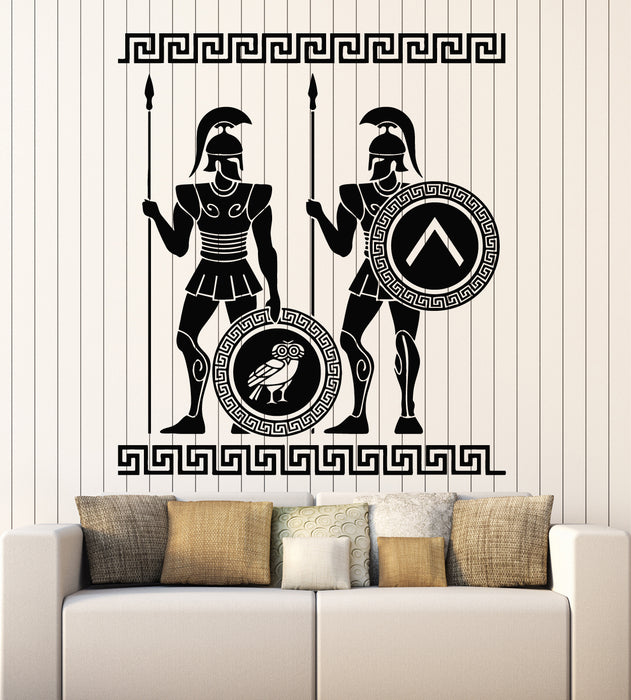 Vinyl Wall Decal Greek Soldier Spartan Warrior Spears Shields Stickers Mural (g5279)