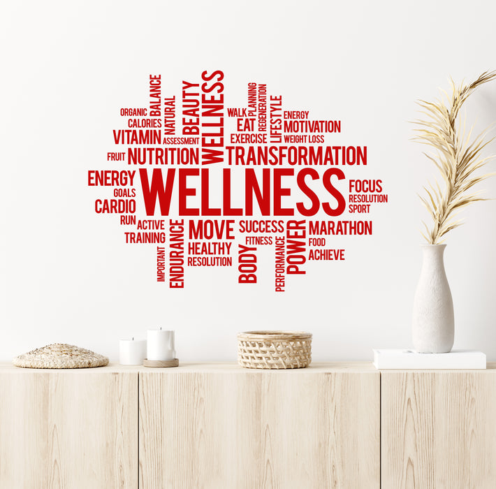 Vinyl Wall Decal Wellness Words Spa Beauty Nutrition Home Gym Stickers Mural (ig6444)