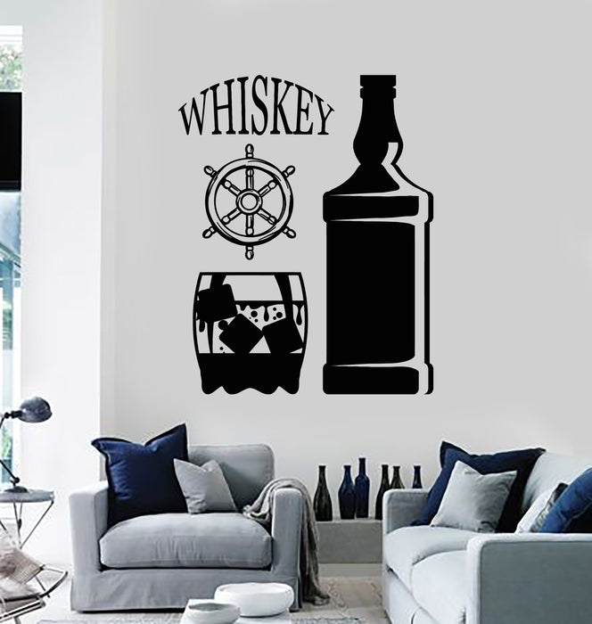 Vinyl Wall Decal Whiskey Bottle Drinking Bottle Pub Alcohol Bar Stickers Mural (g6763)