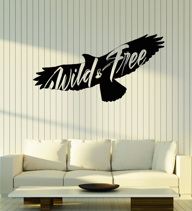Vinyl Wall Decal Wild And Free Bird Eagle Flying Freedom Stickers Mural (g3361)