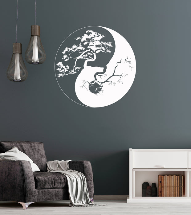 Vinyl Wall Decal Yin Yang Tree Zen Asian Style Stickers Mural Unique Gift (ig3676)