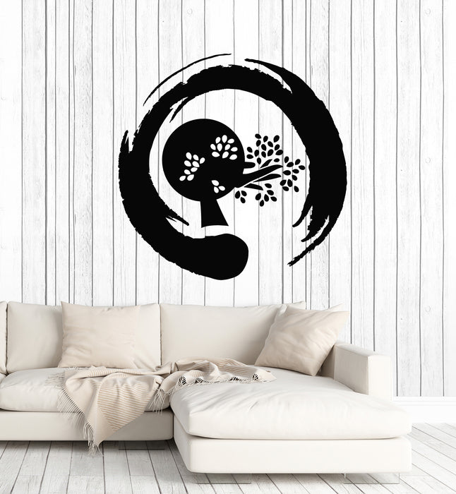 Vinyl Wall Decal Enso Circle Zen Yoga Studio Mediation Tree Balance Stickers Mural (g1165)