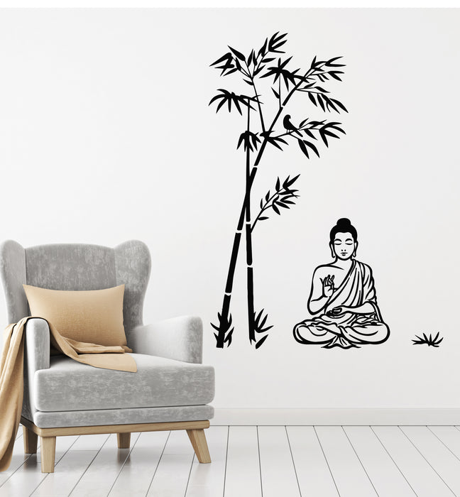 Vinyl Wall Decal Yoga Meditation Relaxation OM Zen Buddha Tree  Stickers Mural (g5451)