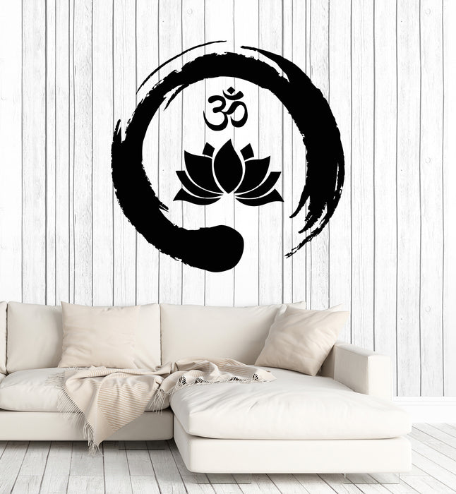 Vinyl Wall Decal Lotus Flower Inside Zen Symbol Om Buddhism Stickers Mural (g7063)