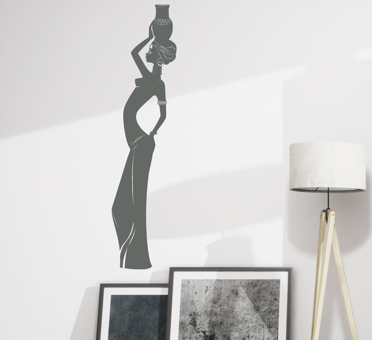 Vinyl Decal Wall Sticker Black African Woman Amphora Ethnic Native Living Room  (z1434)