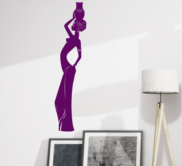 Vinyl Decal Wall Sticker Black African Woman Amphora Ethnic Native Living Room  (z1434)