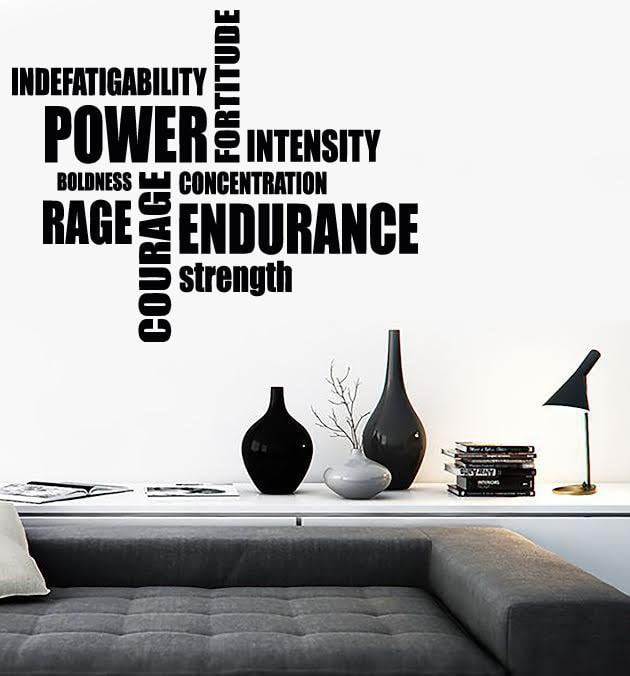 Vinyl Decal Wall Stickers Sport Motivation Words Power Endurance Rage Strenght (z1674)