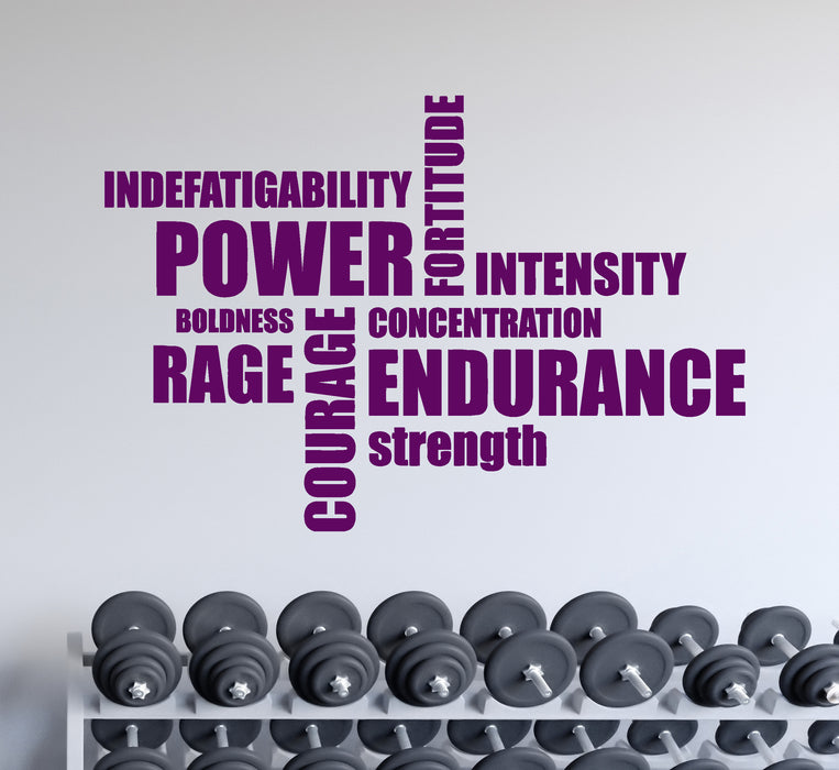 Vinyl Decal Wall Stickers Sport Motivation Words Power Endurance Rage Strenght (z1674)