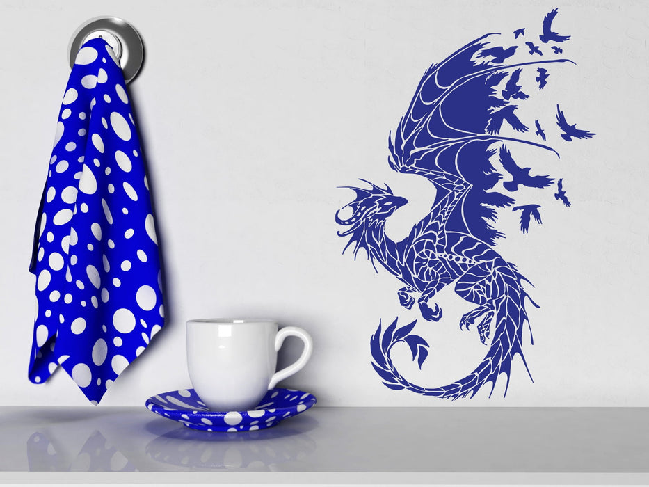 Dragon Wall Sticker Birds Fantasy Fairytale Gothic Abstract Decor Unique Gift (z2514)