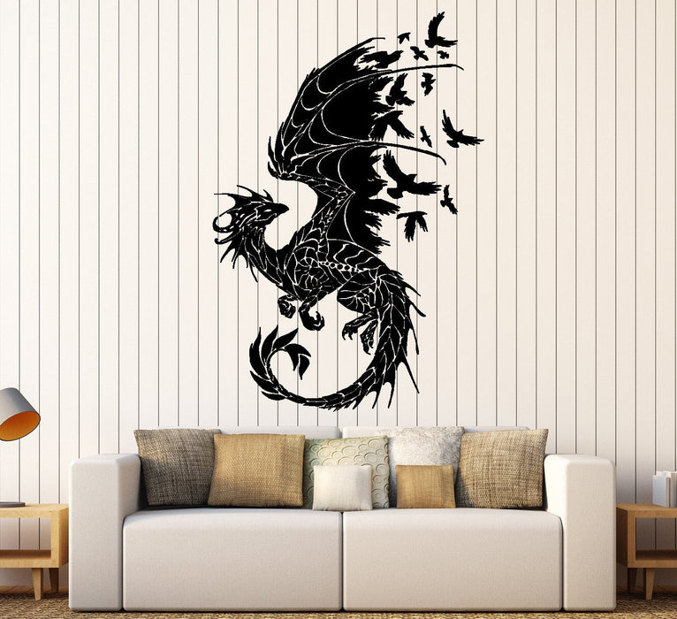 Dragon Wall Sticker Birds Fantasy Fairytale Gothic Abstract Decor Unique Gift (z2514)