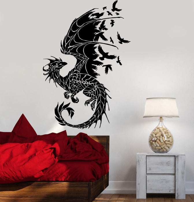 Dragon Wall Sticker Birds Fantasy Fairytale Gothic Abstract Decor Unique Gift (z2514)