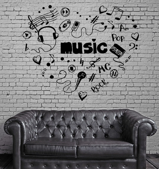 Decor Music Heart Headphones Cool Decor Rock Pop Song For Bedroom Unique Gift (z2726)