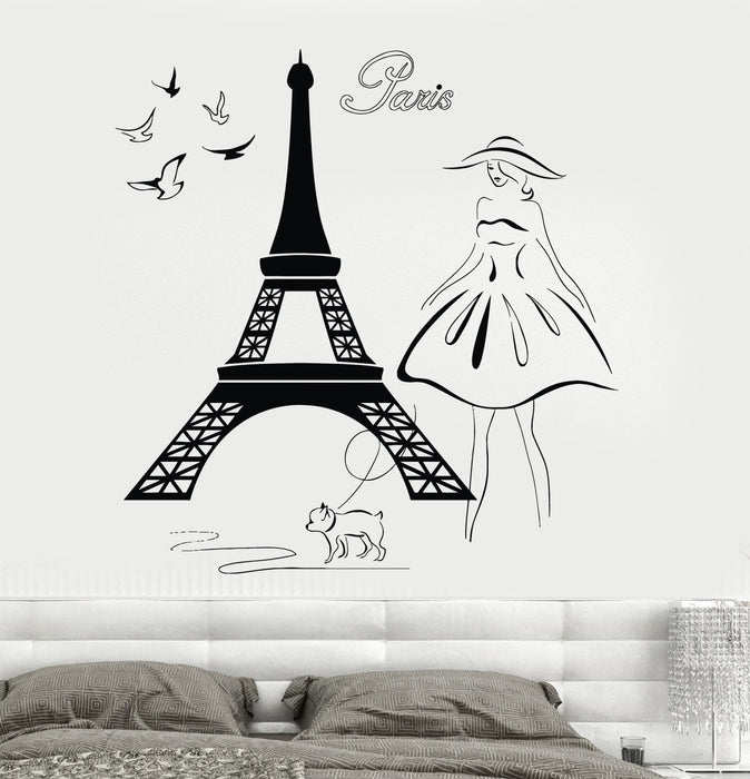 Wall Decal Eiffel Tower Paris France Travel Vinyl Sticker Unique Gift z3214