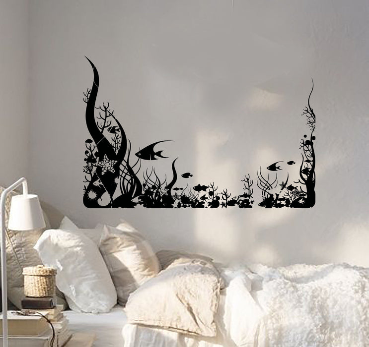 Wall Vinyl Underwater Fish Ocean Sea Marine Bathroom Decor Unique Gift z3957