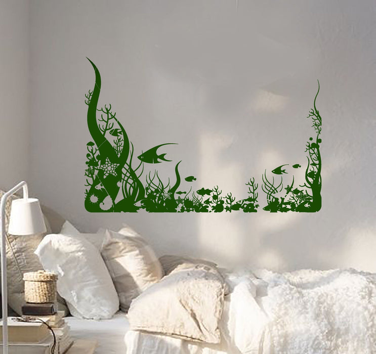 Wall Vinyl Underwater Fish Ocean Sea Marine Bathroom Decor Unique Gift z3957