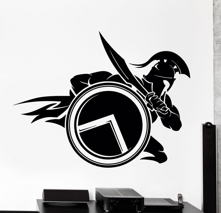 Wall Vinyl Decal Spartan Warrior With Shield And Sword Sparta Home Interior Unique Gift z4060