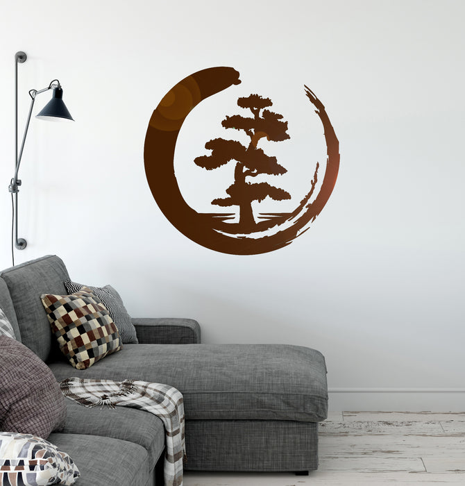 Vinyl Wall Decal Enso Tree Of Life Zen Circle Buddhism Yoga Living Room Interior (1204ig)