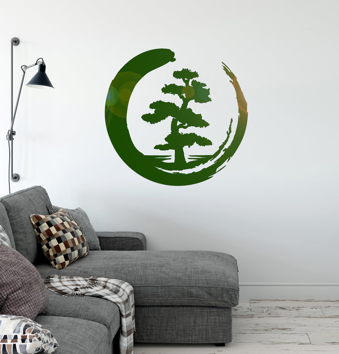 Vinyl Wall Decal Enso Tree Of Life Zen Circle Buddhism Yoga Living Room Interior (1204ig)