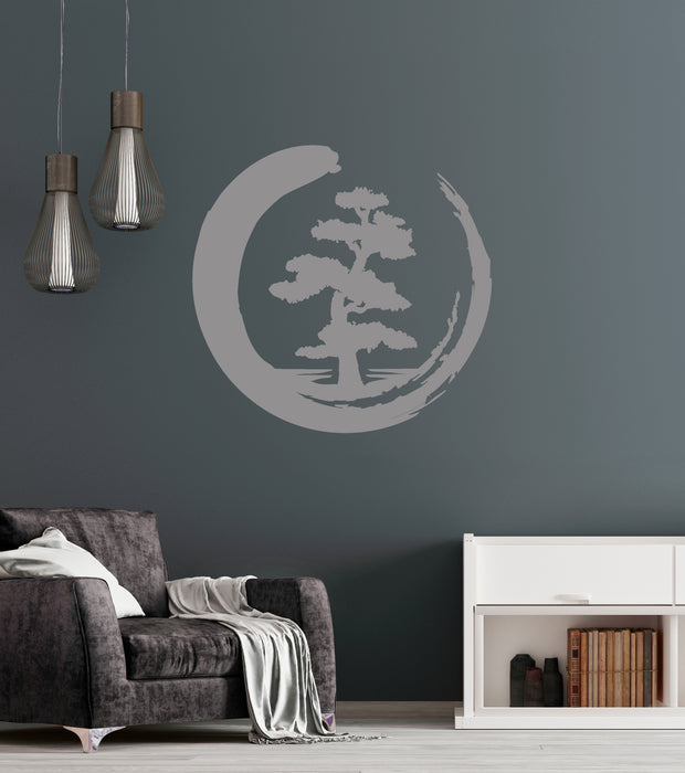 Vinyl Wall Decal Enso Tree Of Life Zen Circle Buddhism Yoga Living Room Interior (1204ig)